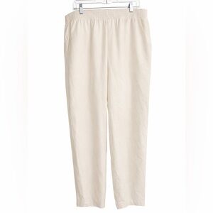 DKNY Ivory Minimalist Pull On Pants XL NWT Elastic Waist Pocket Rayon Blend